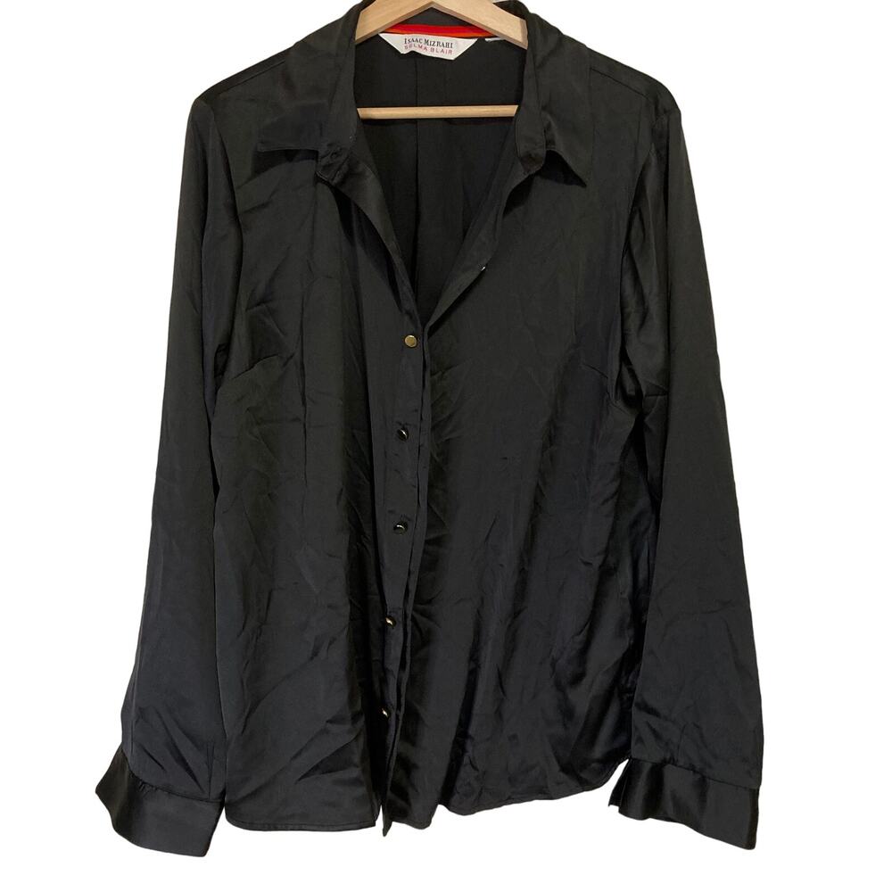 A622896 ISAAC MIZRAHI Live! Women's Top Sz XS x Selma Blair Magnetic Black L
